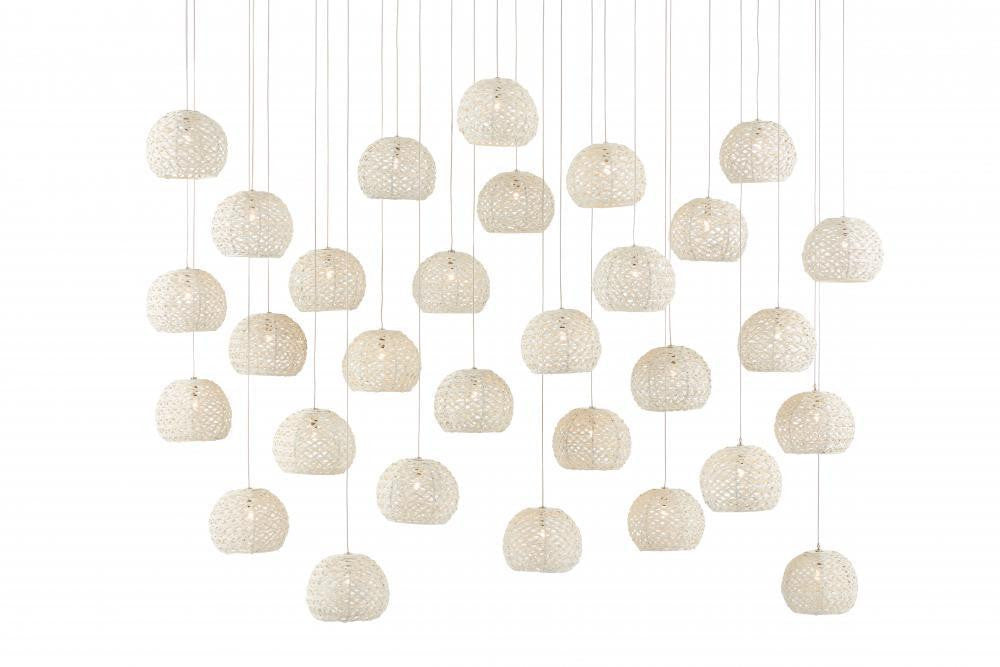 Currey and Company Piero White 30-Light Linear Multi-Drop Pendant Sugar White