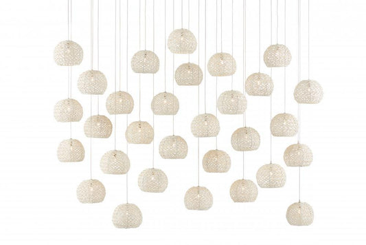 Currey and Company Piero White 30-Light Linear Multi-Drop Pendant Sugar White