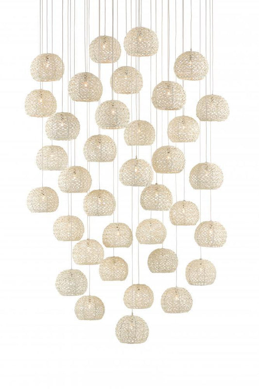 Currey and Company Piero White 36-Light Round Multi-Drop Pendant Sugar White