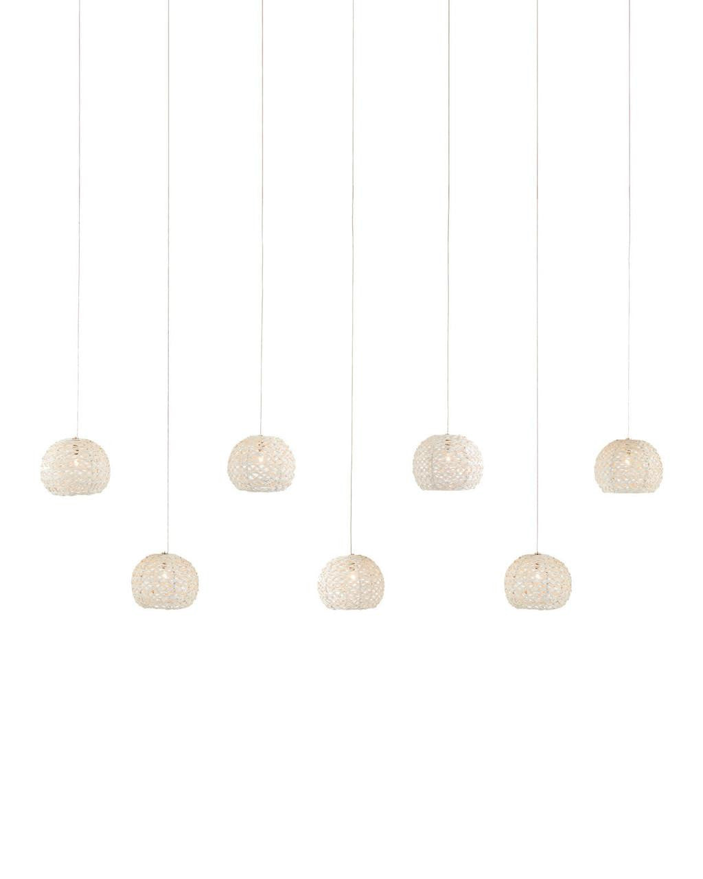 Currey and Company Piero White 7-Light Linear Multi-Drop Pendant Sugar White