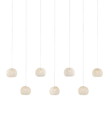 Currey and Company Piero White 7-Light Linear Multi-Drop Pendant Sugar White