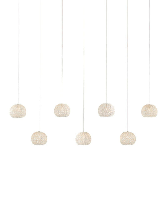 Currey and Company Piero White 7-Light Linear Multi-Drop Pendant Sugar White