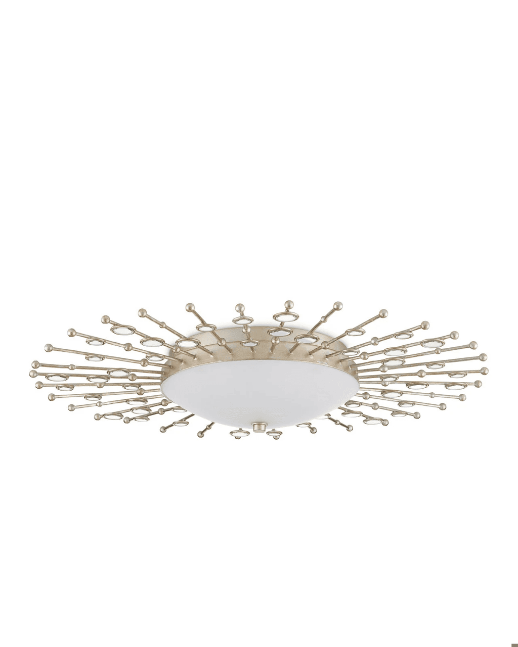 Currey and Company Planisphere Silver Flush Mount Silver Leaf, White, Mirror