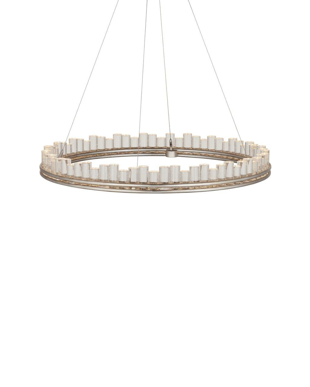 Currey and Company Pleiades Medium Chandelier Contemporary Silver Leaf, Contemporary Silv