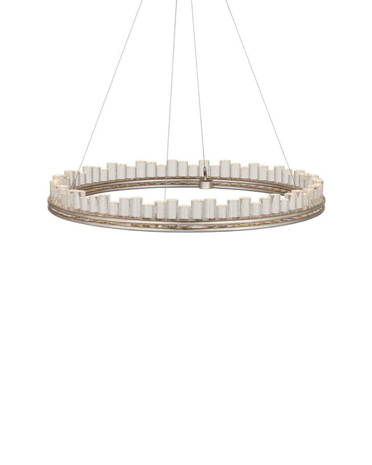 Currey and Company Pleiades Medium Chandelier Contemporary Silver Leaf, Contemporary Silv