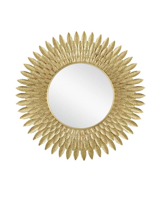 Currey and Company Plume Round Mirror Brass