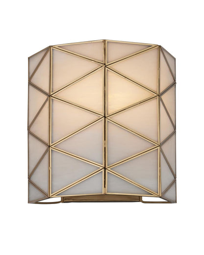 Currey and Company Polyhedron Wall Sconce White, Antique Brass
