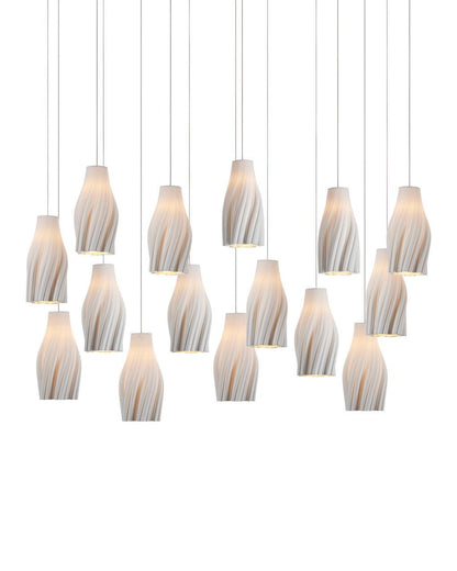 Currey and Company Posh 15-Light Linear Multi-Drop Pendant White, Silver