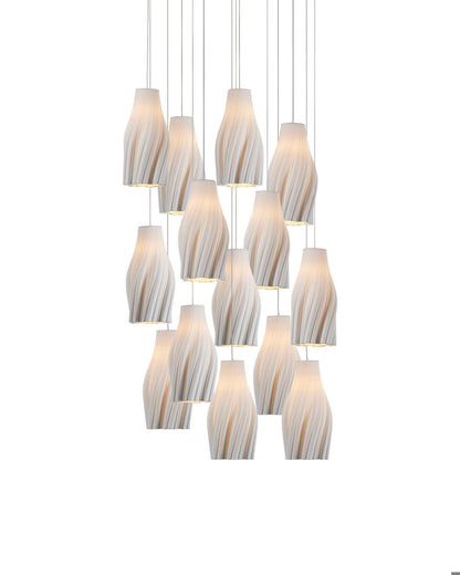Currey and Company Posh 15-Light Round Multi-Drop Pendant White, Silver