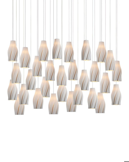 Currey and Company Posh 30-Light Linear Multi-Drop Pendant White, Silver