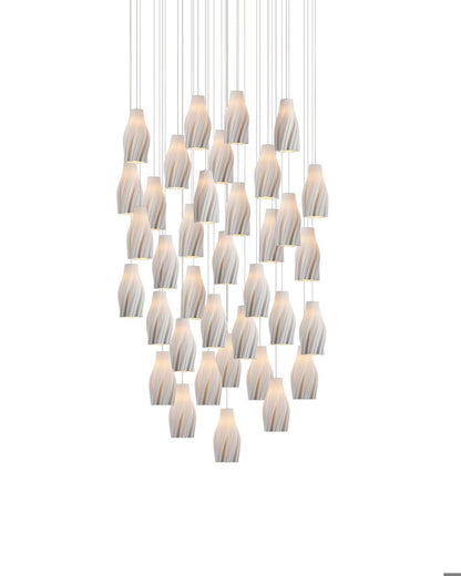 Currey and Company Posh 36-Light Round Multi-Drop Pendant White, Silver