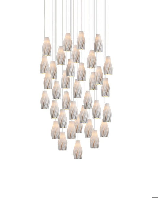 Currey and Company Posh 36-Light Round Multi-Drop Pendant White, Silver
