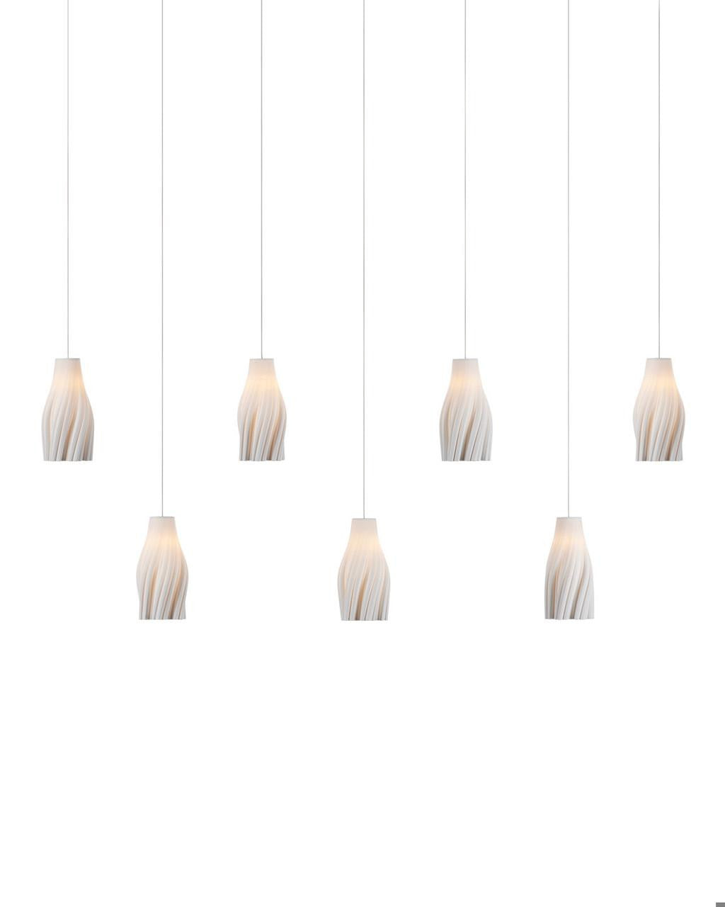 Currey and Company Posh 7-Light Linear Multi-Drop Pendant White, Silver