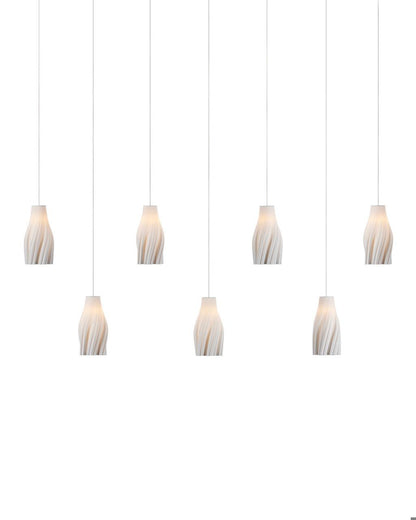 Currey and Company Posh 7-Light Linear Multi-Drop Pendant White, Silver