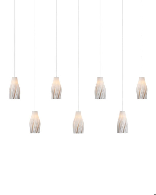 Currey and Company Posh 7-Light Linear Multi-Drop Pendant White, Silver