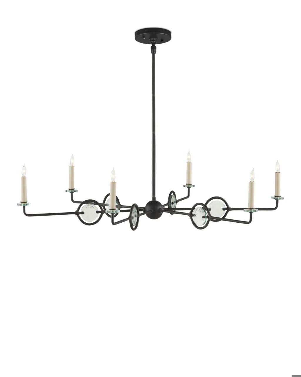 Currey and Company Privateer Bronze Chandelier Blacksmith, Clear