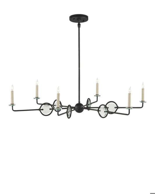 Currey and Company Privateer Bronze Chandelier Blacksmith, Clear