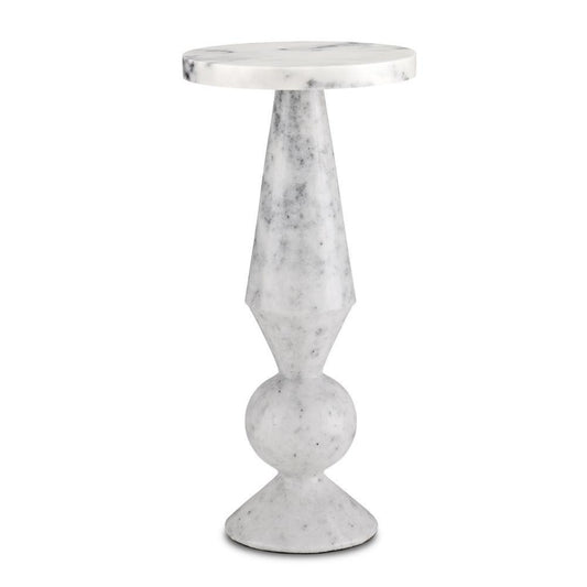 Currey and Company Quince White Marble Accent Table Natural