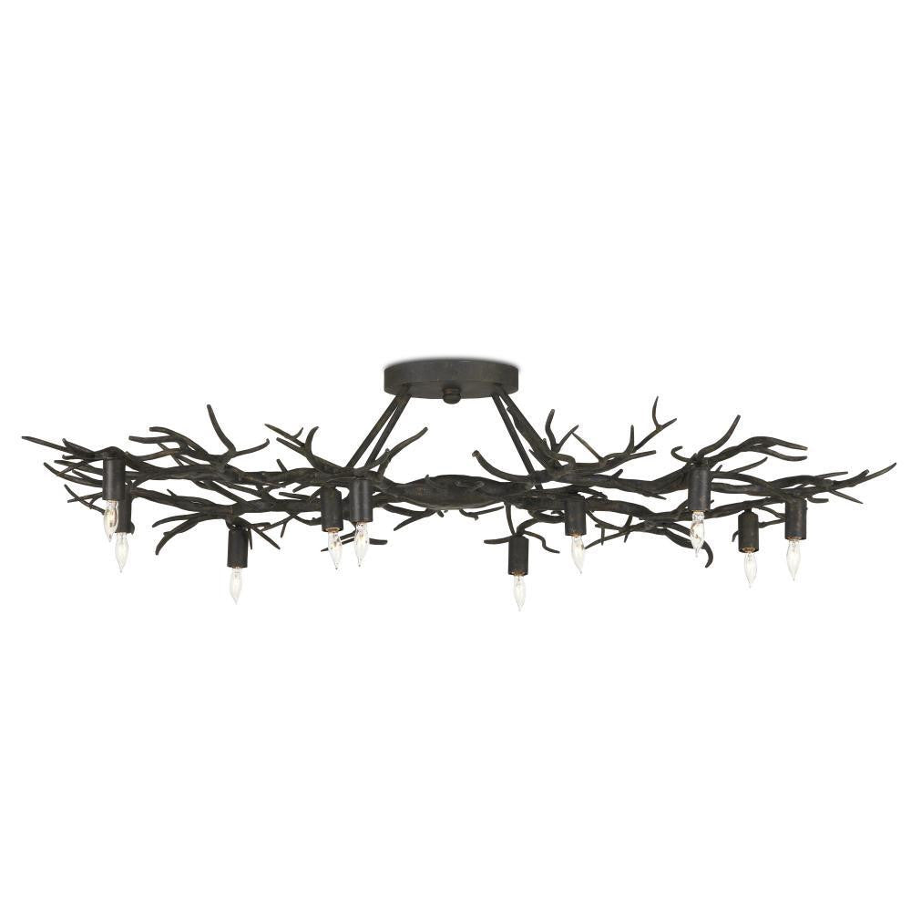 Currey and Company Rainforest Bronze Semi-Flush Mount Rustic Bronze