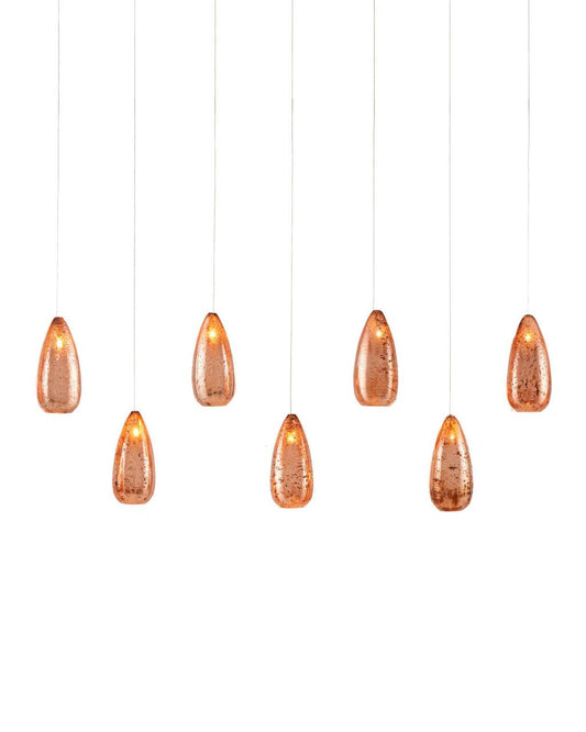 Currey and Company Rame 7-Light Linear Multi-Drop Pendant Copper