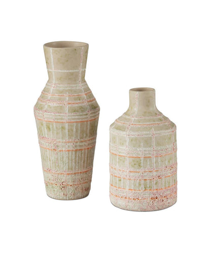 Currey and Company Riso Vase, Set of 2 Cream, Green