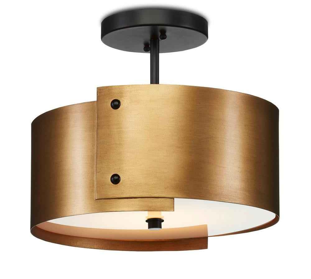 Currey and Company Ritsu Brass Semi-Flush Mount Antique Brass, Black, White