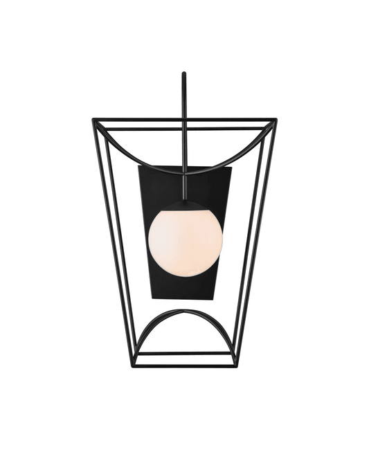Currey and Company Rochefort Large Wall Sconce Black, White