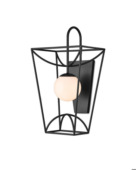 Currey and Company Rochefort Small Wall Sconce Black, White