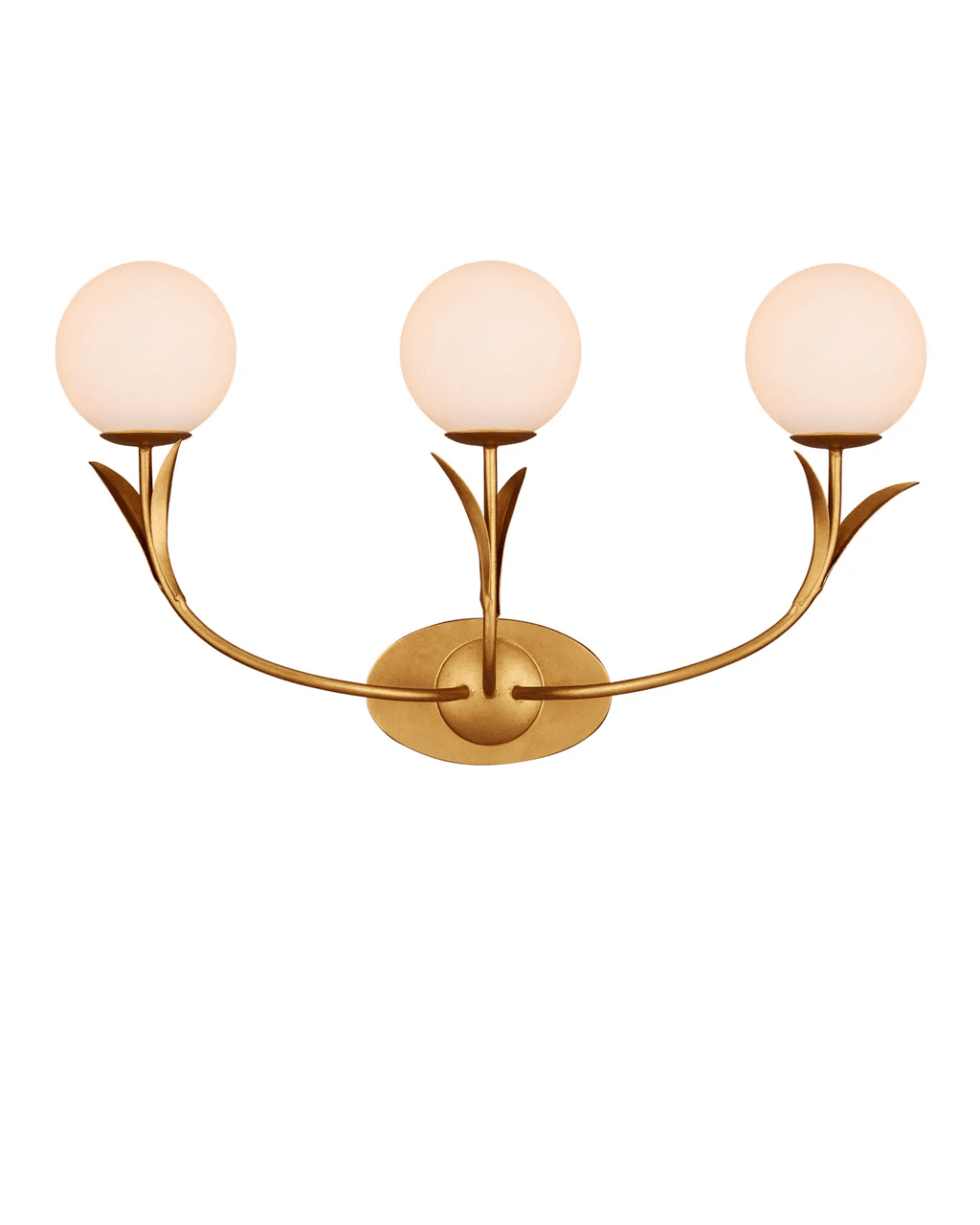 Currey and Company Rossville Triple-Light Wall Sconce Contemporary Gold Leaf, Sugar White, Froste