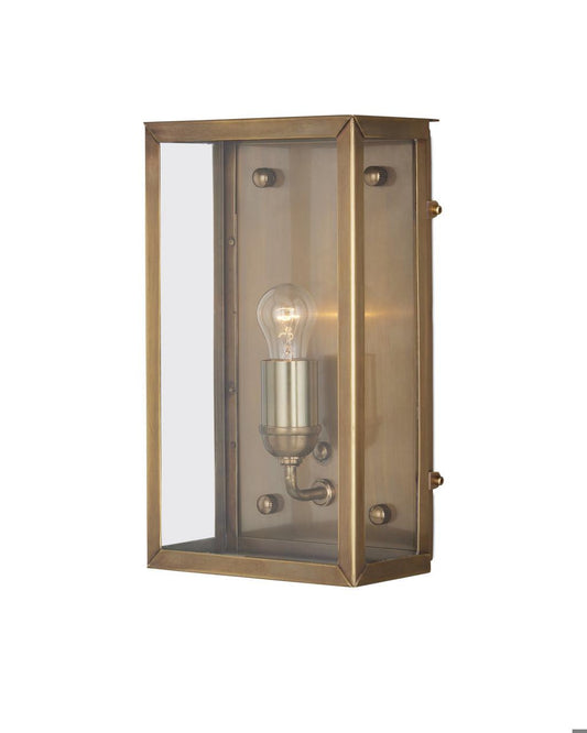 Currey and Company Royster Brass Outdoor Wall Sconce Antique Brass, Clear