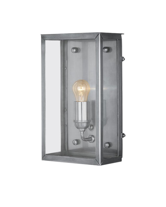 Currey and Company Royster Silver Outdoor Wall Sconce Antique Silver, Clear