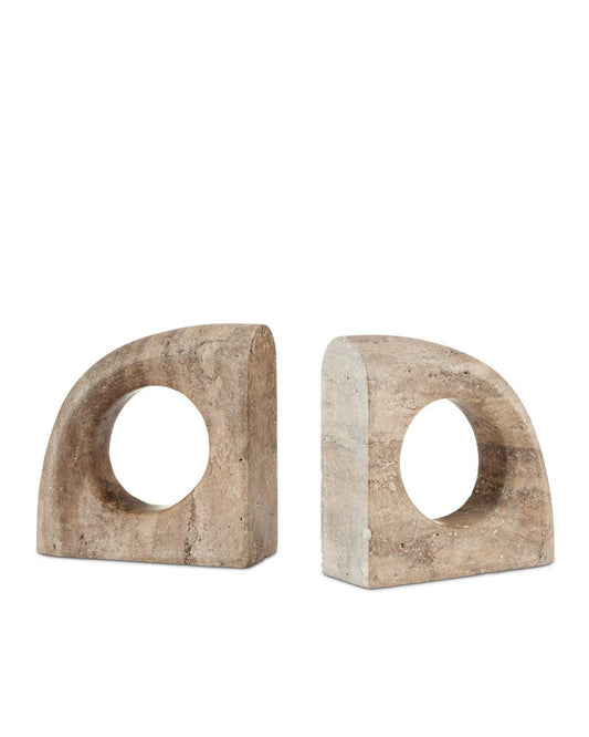 Currey and Company Russo Travertine Object, Set of 2 Natural