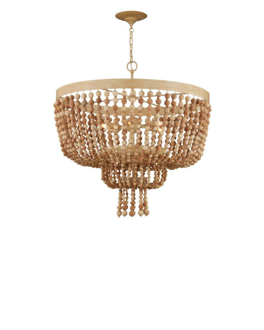 Currey and Company Sabia Chandelier Natural, Coco Cream