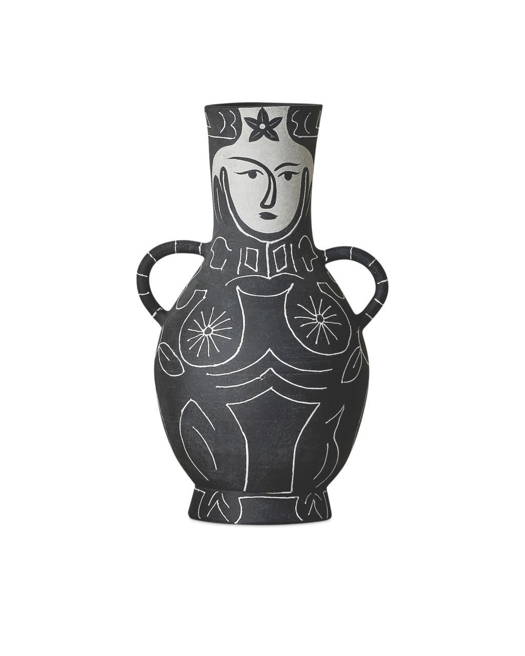Currey and Company Saint-Paul-de-Vence Large Vase Black, White