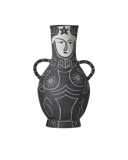 Currey and Company Saint-Paul-de-Vence Large Vase Black, White