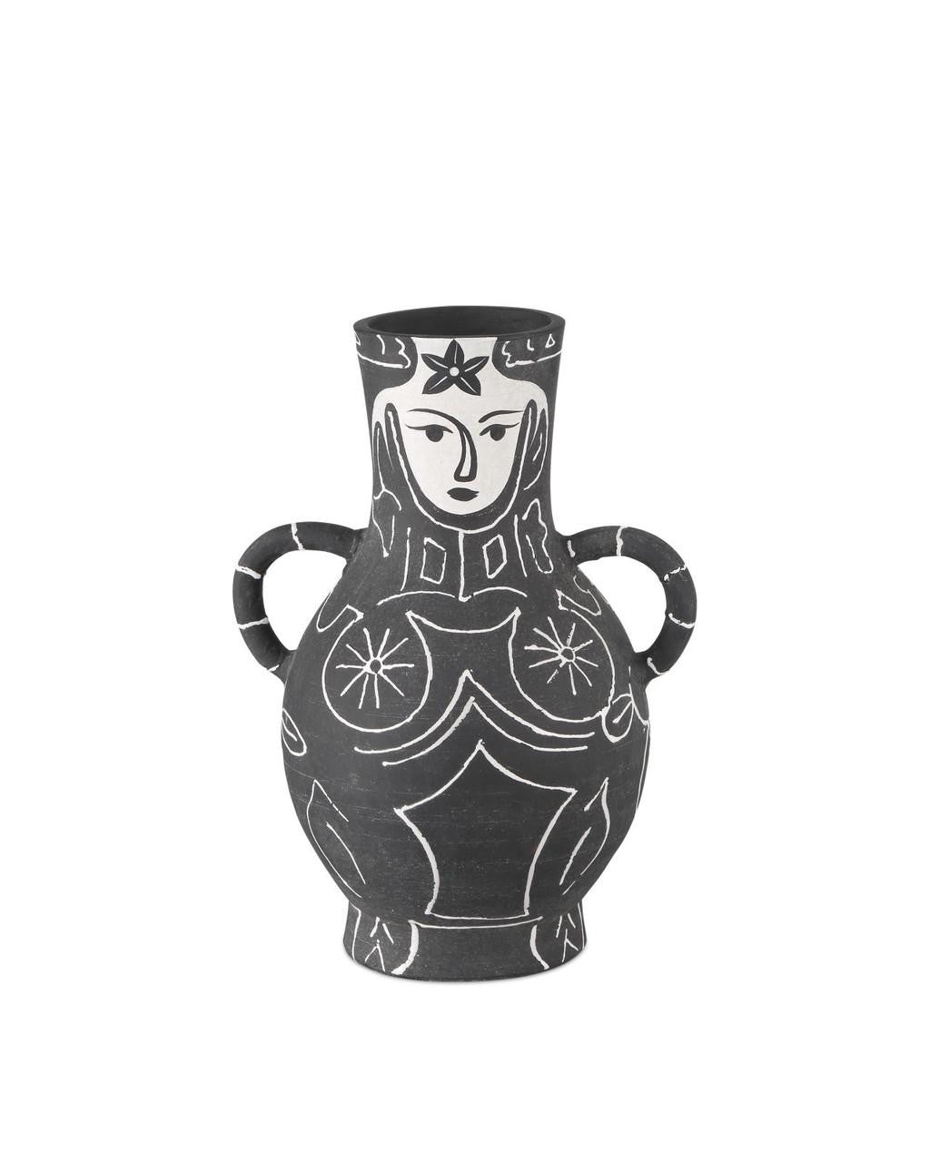 Currey and Company Saint-Paul-de-Vence Medium Vase Black, White
