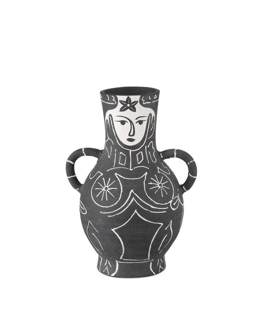 Currey and Company Saint-Paul-de-Vence Medium Vase Black, White