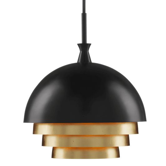 Currey and Company Salviati Large Black & Gold Pendant Black, Gold Leaf