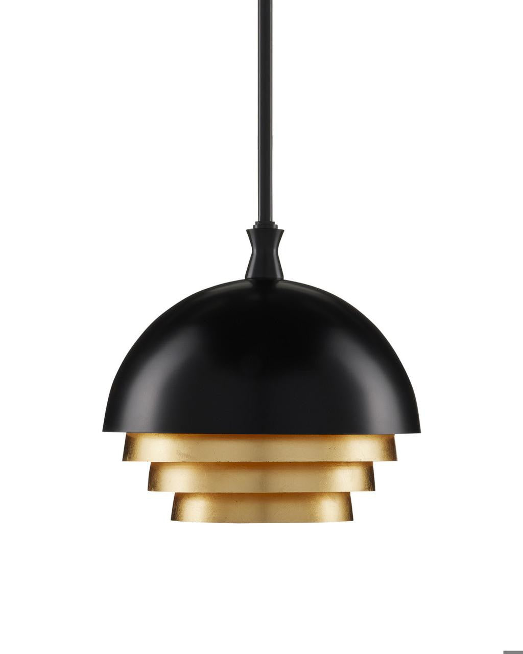 Currey and Company Salviati Medium Black & Gold Pendant Black, Gold Leaf