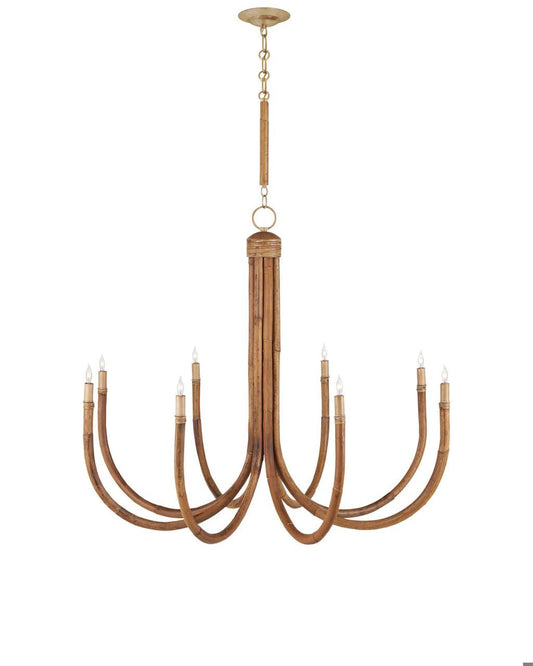 Currey and Company Samsara Chandelier Natural, Saddle Tan