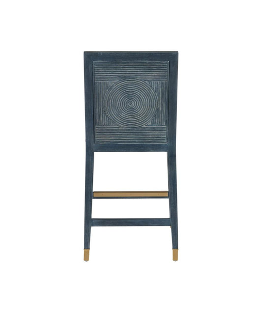 Currey and Company Santos Vintage Navy Counter Stool, Barrett Dusk