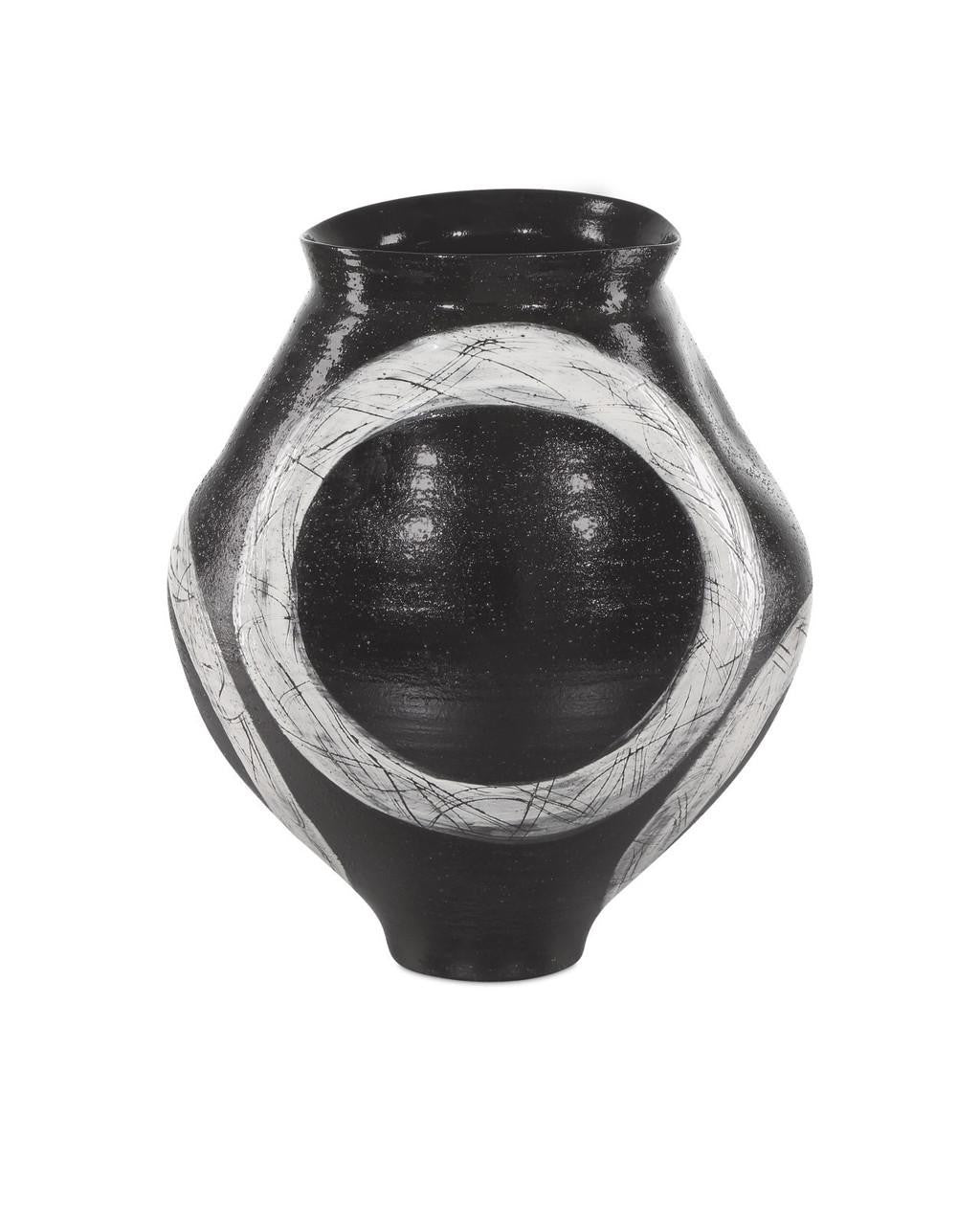 Currey and Company Satori Vase Black, Light Gray