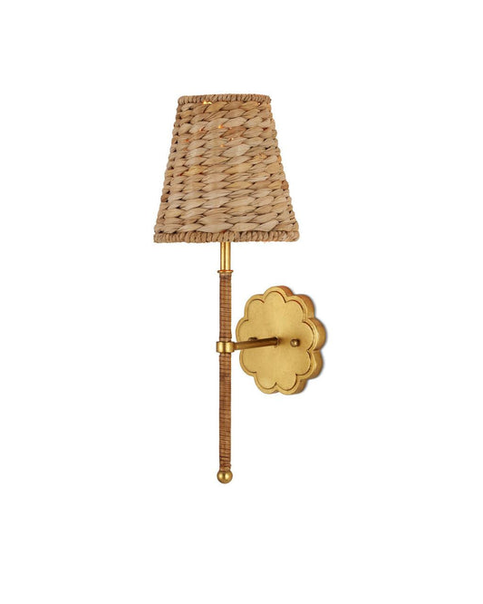 Currey and Company Savoie Wall Sconce Contemporary Gold Leaf, Natural