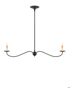 Currey and Company Saxon Black Linear Chandelier Zanzibar Black