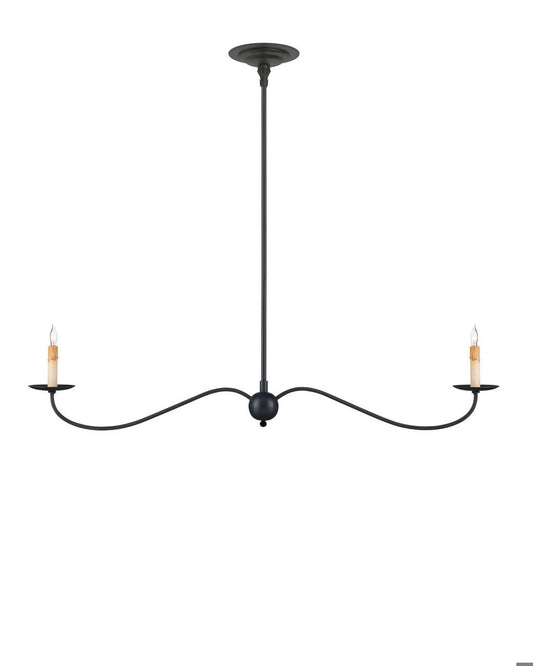 Currey and Company Saxon Black Linear Chandelier Zanzibar Black