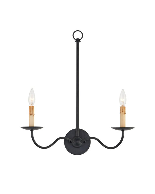 Currey and Company Saxon Double-Light Black Wall Sconce Zanzibar Black