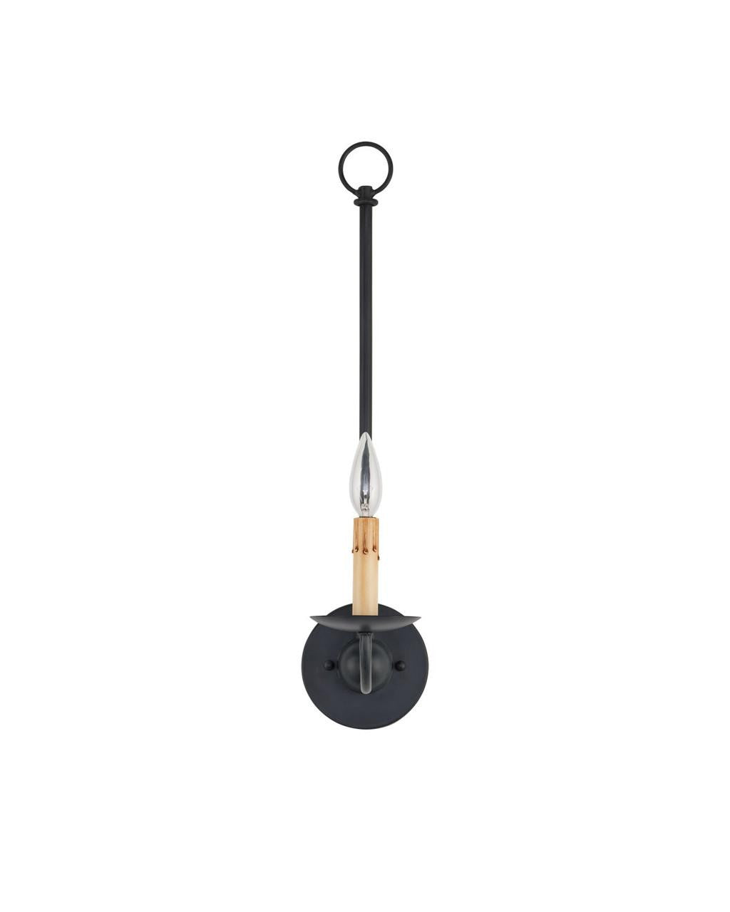 Currey and Company Saxon Single-Light Black Wall Sconce