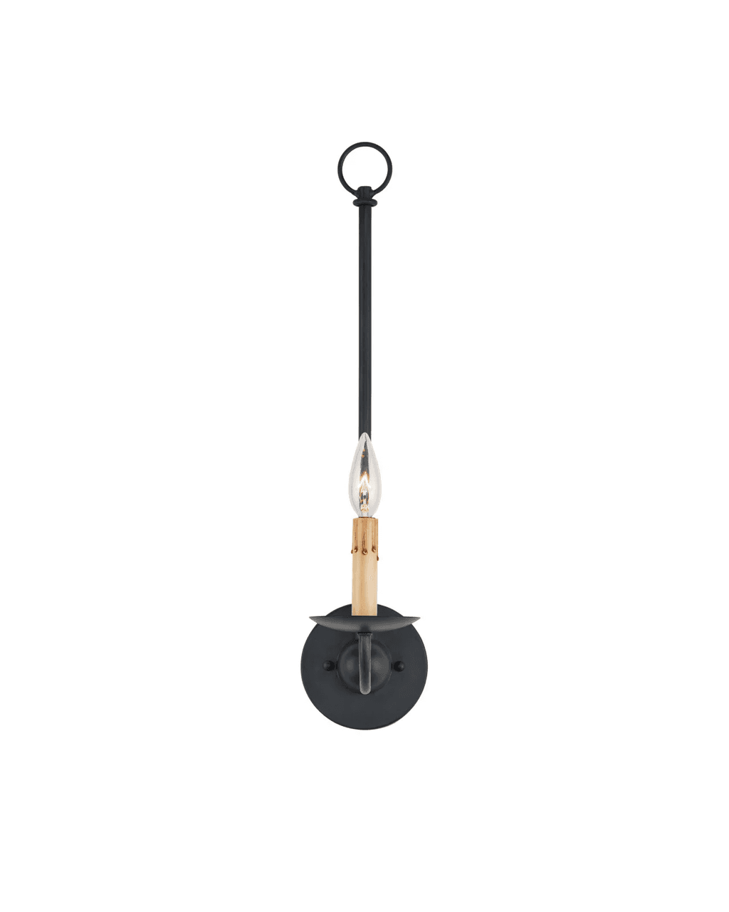 Currey and Company Saxon Single-Light Black Wall Sconce