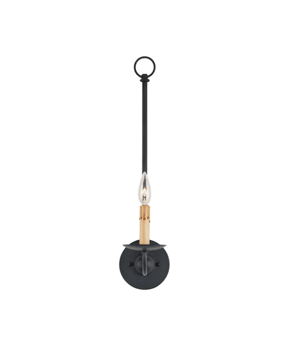 Currey and Company Saxon Single-Light Black Wall Sconce