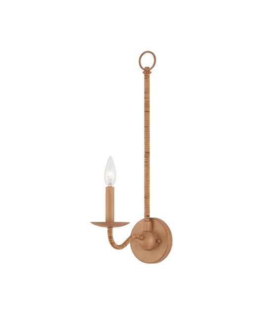 Currey and Company Saxon Single-Light Tan Wall Sconce Natural, Saddle Tan